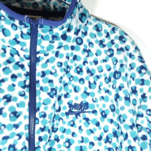 Nike Men's Club Medium Blue Dot Pattern Logo Embroidered Full Zip Fleece Jacket - Picture 6 of 12